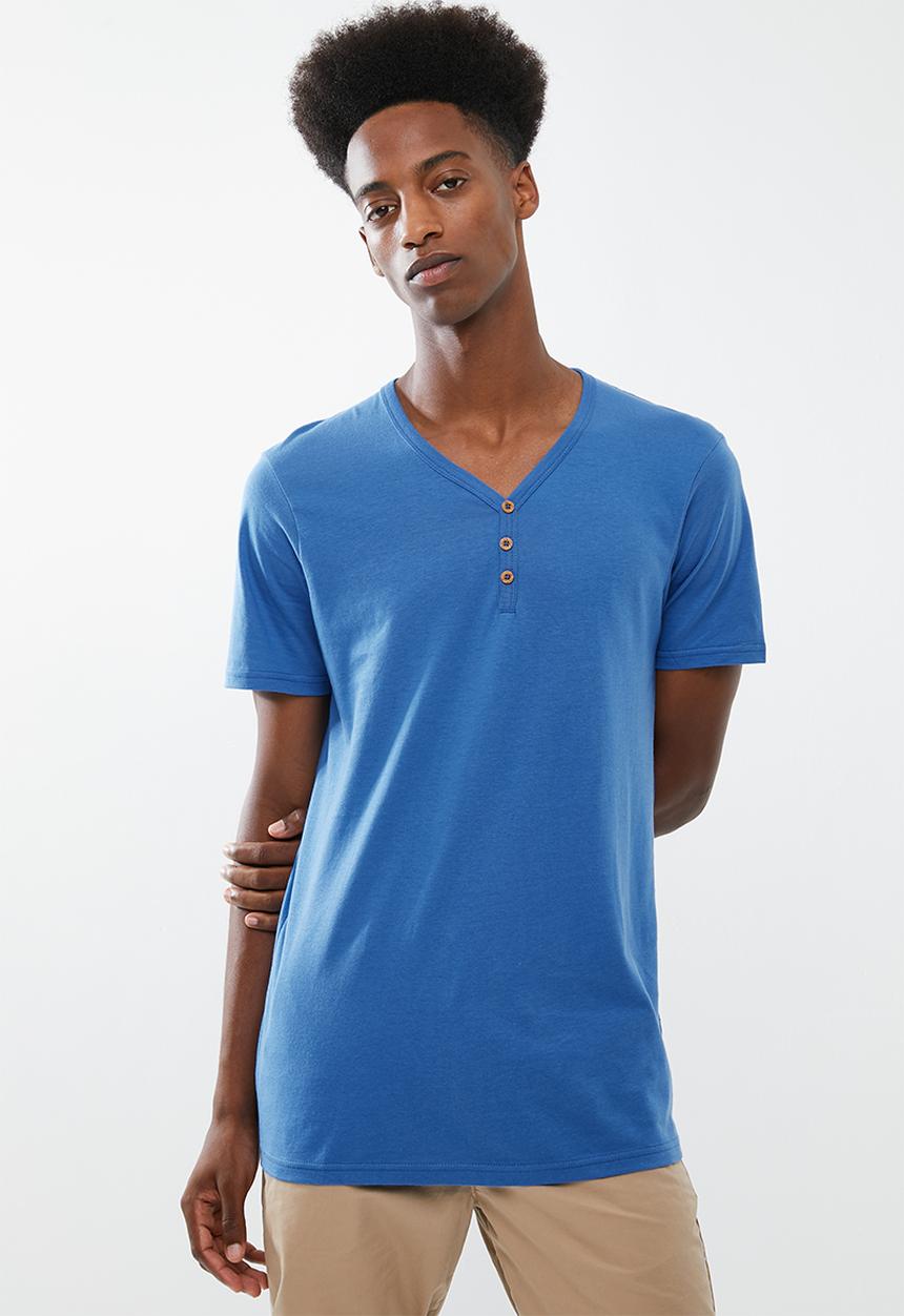 Cotton On - Essential henley tee - blue
