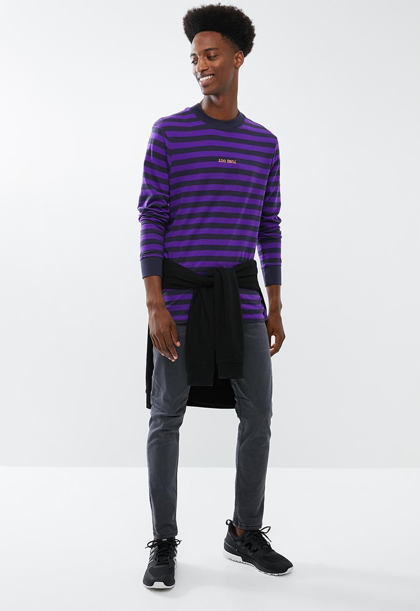 Cotton On - Tbar long sleeve tee - navy & purple 