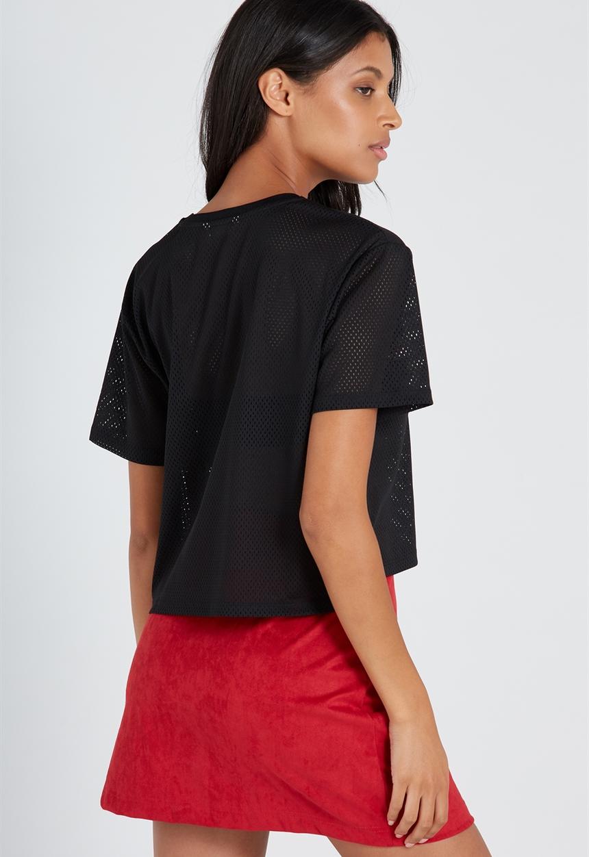 Supré  - Active mesh boxy tee - black 