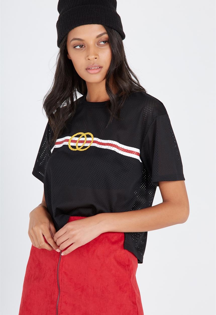 Supré  - Active mesh boxy tee - black 
