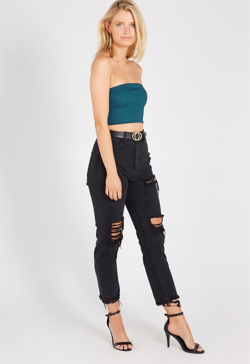 Supré  - Luxe rib strapless crop - green 