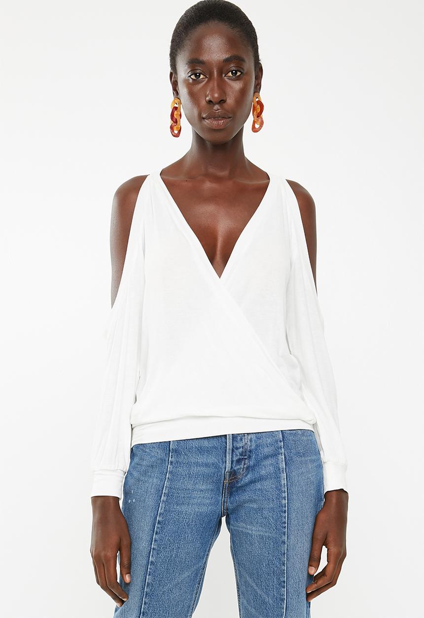 Superbalist - Cold shoulder wrap top - cream