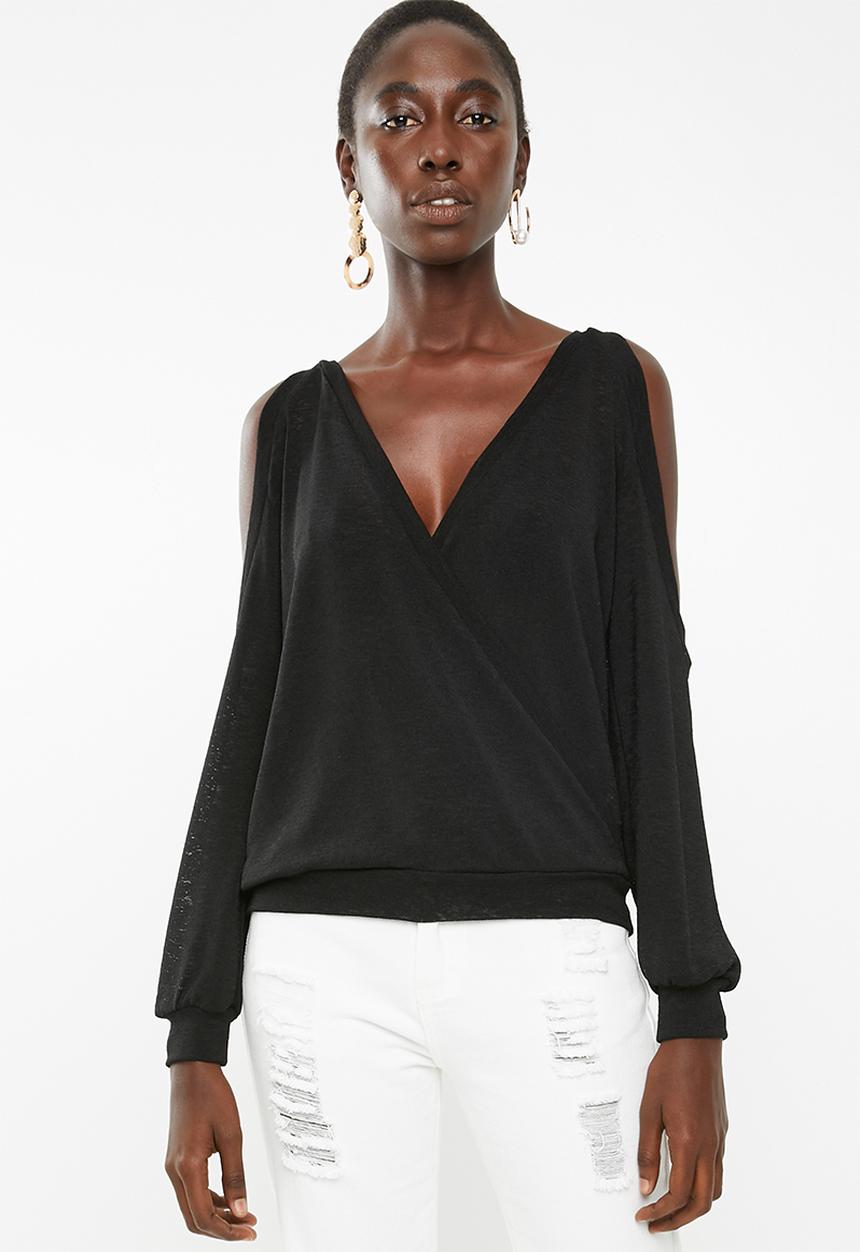 Superbalist - Cold shoulder wrap top - black