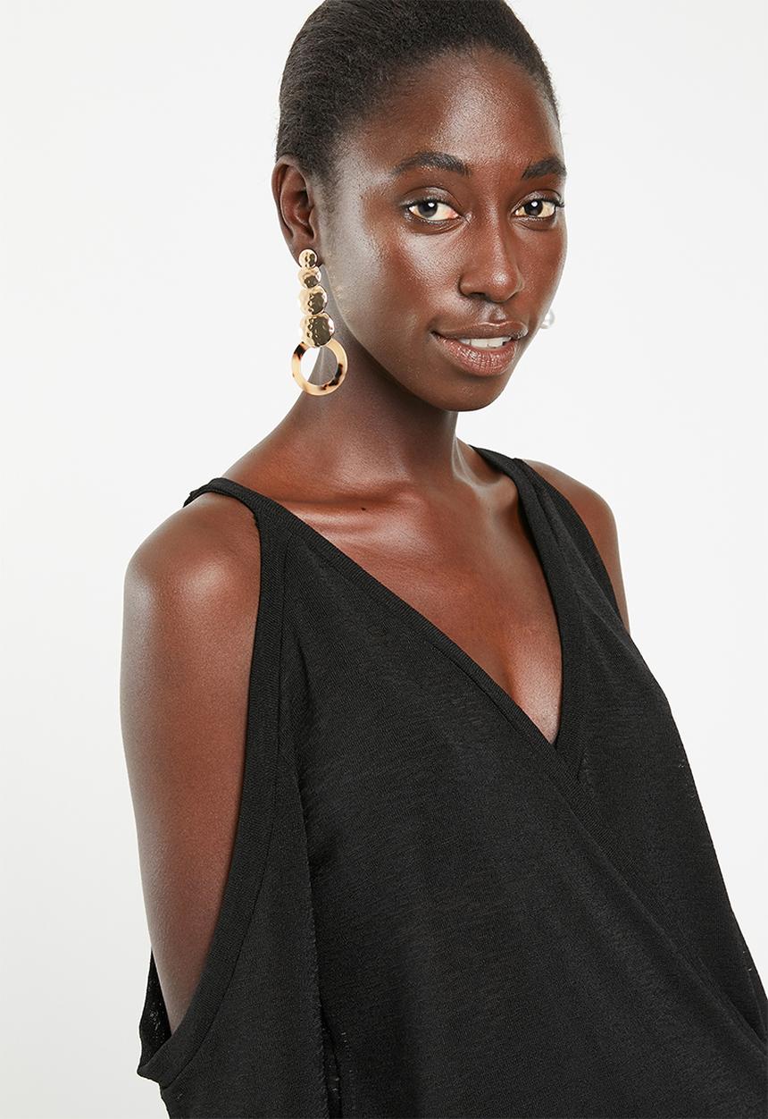 Superbalist - Cold shoulder wrap top - black