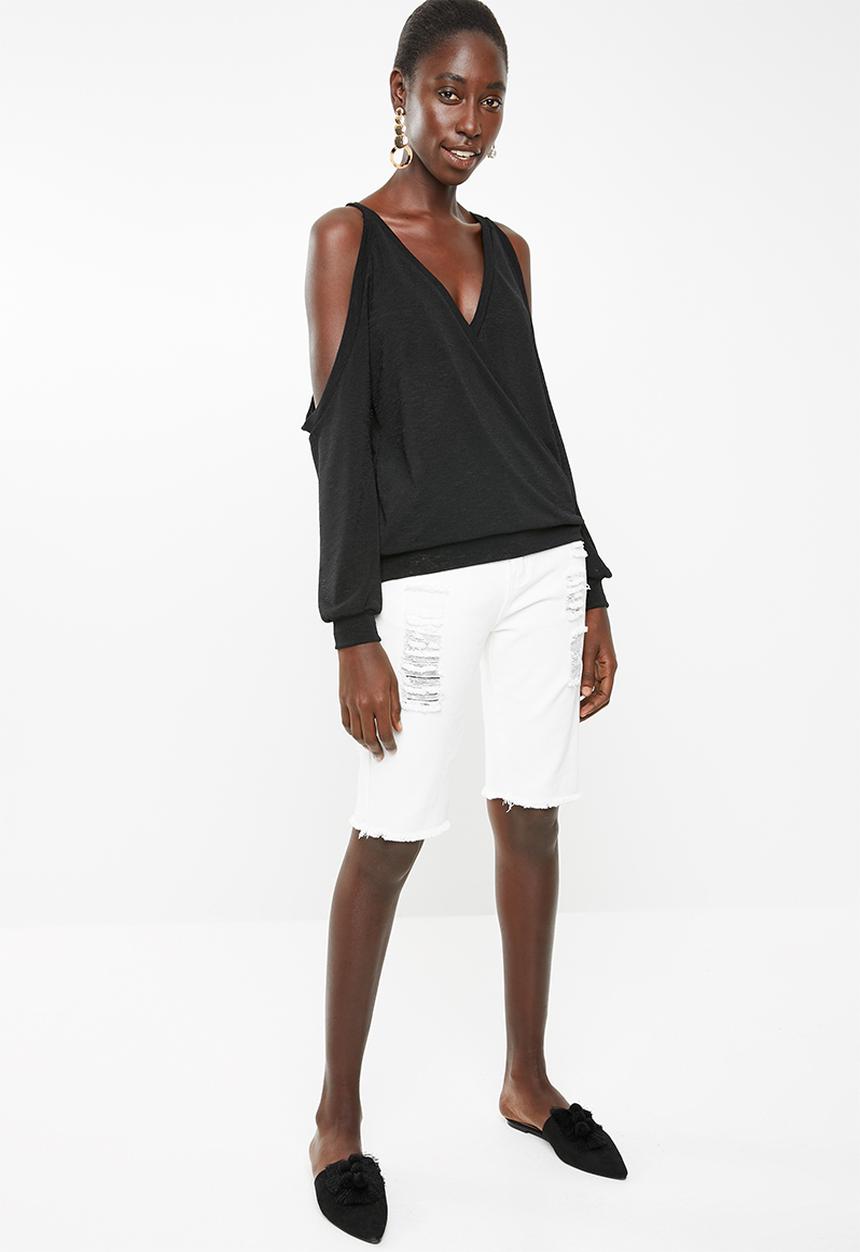 Superbalist - Cold shoulder wrap top - black