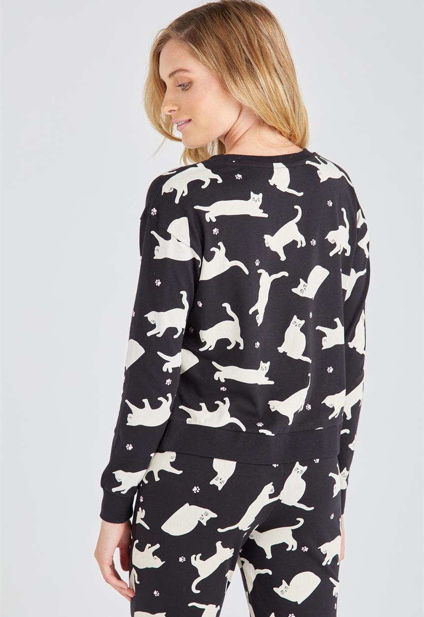 Supré  - Printed slouchy sleep top - black