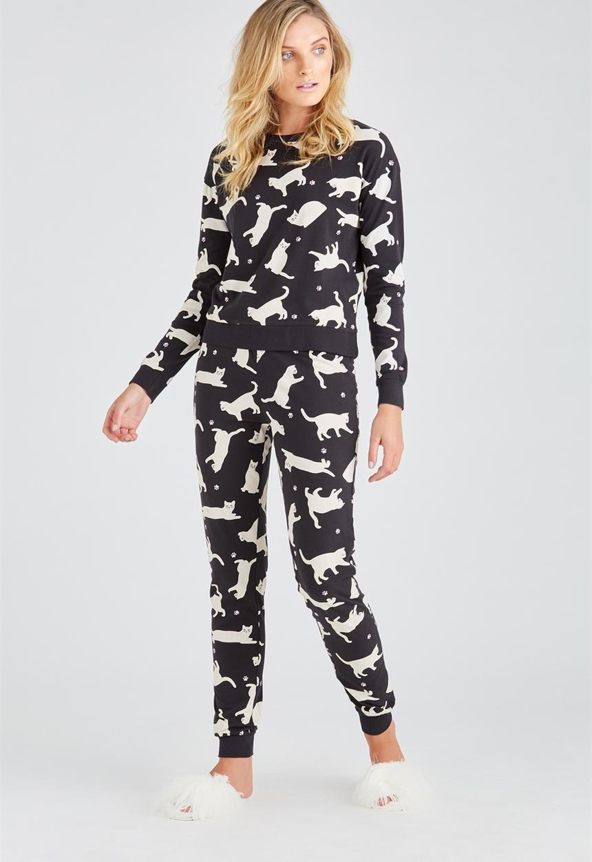 Supré  - Printed slouchy sleep top - black