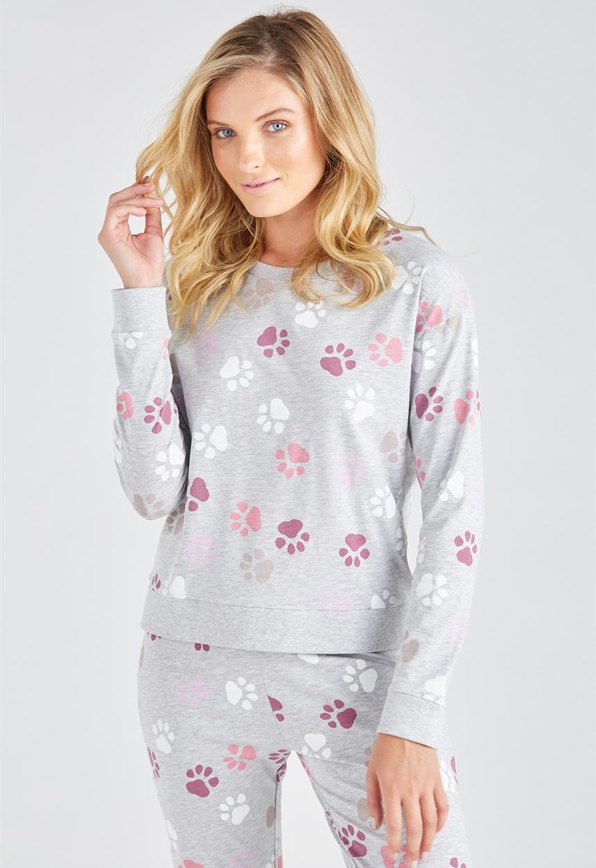 Supré  - Printed slouchy sleep top - grey