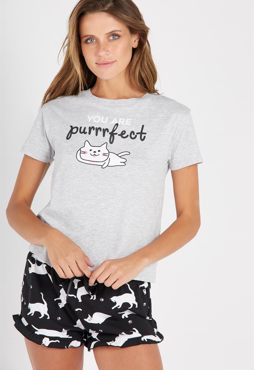 Supré  - Sleep printed tee - grey