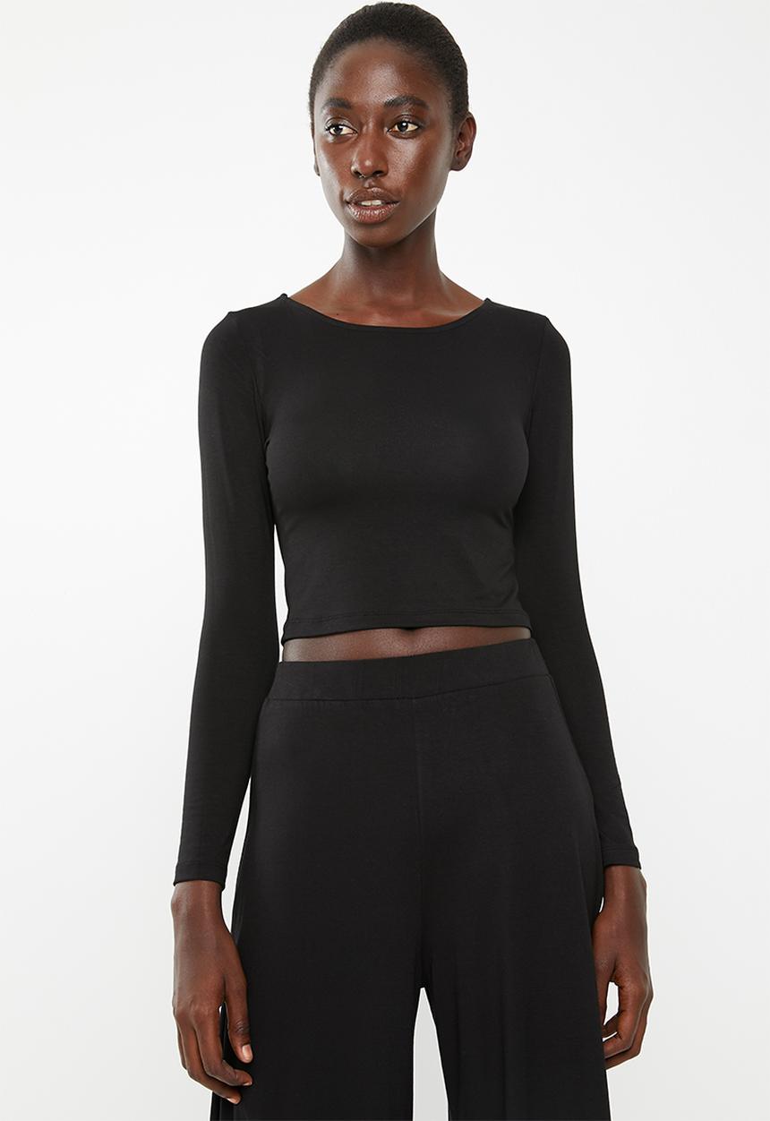 Superbalist - Cropped scoop neck top - black