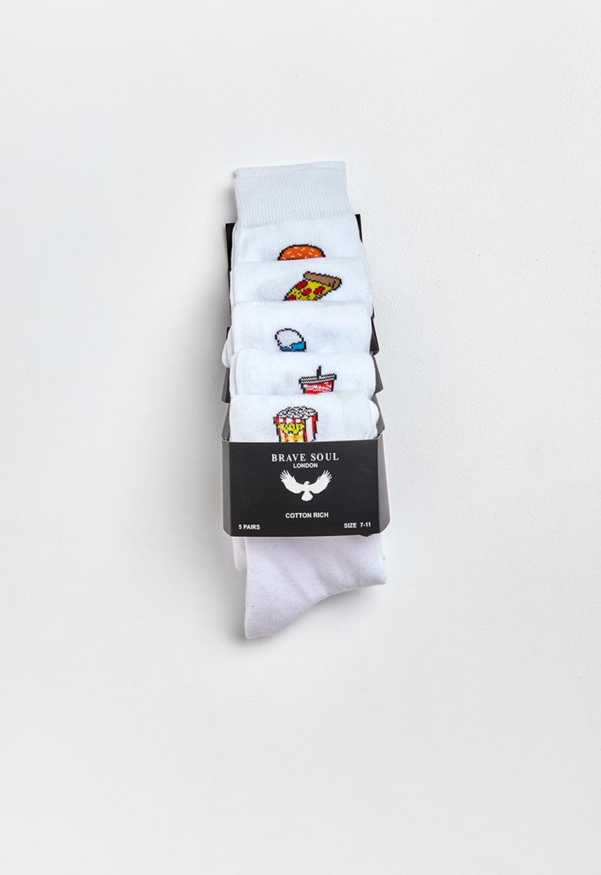 Brave Soul - 5 Pack snack socks - white