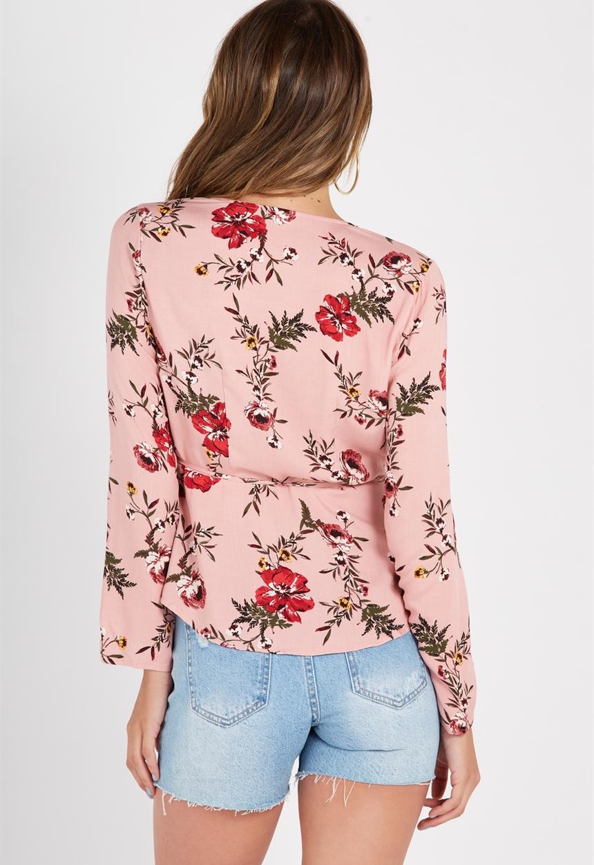 Supré  - Penelope long sleeve wrap top - pink