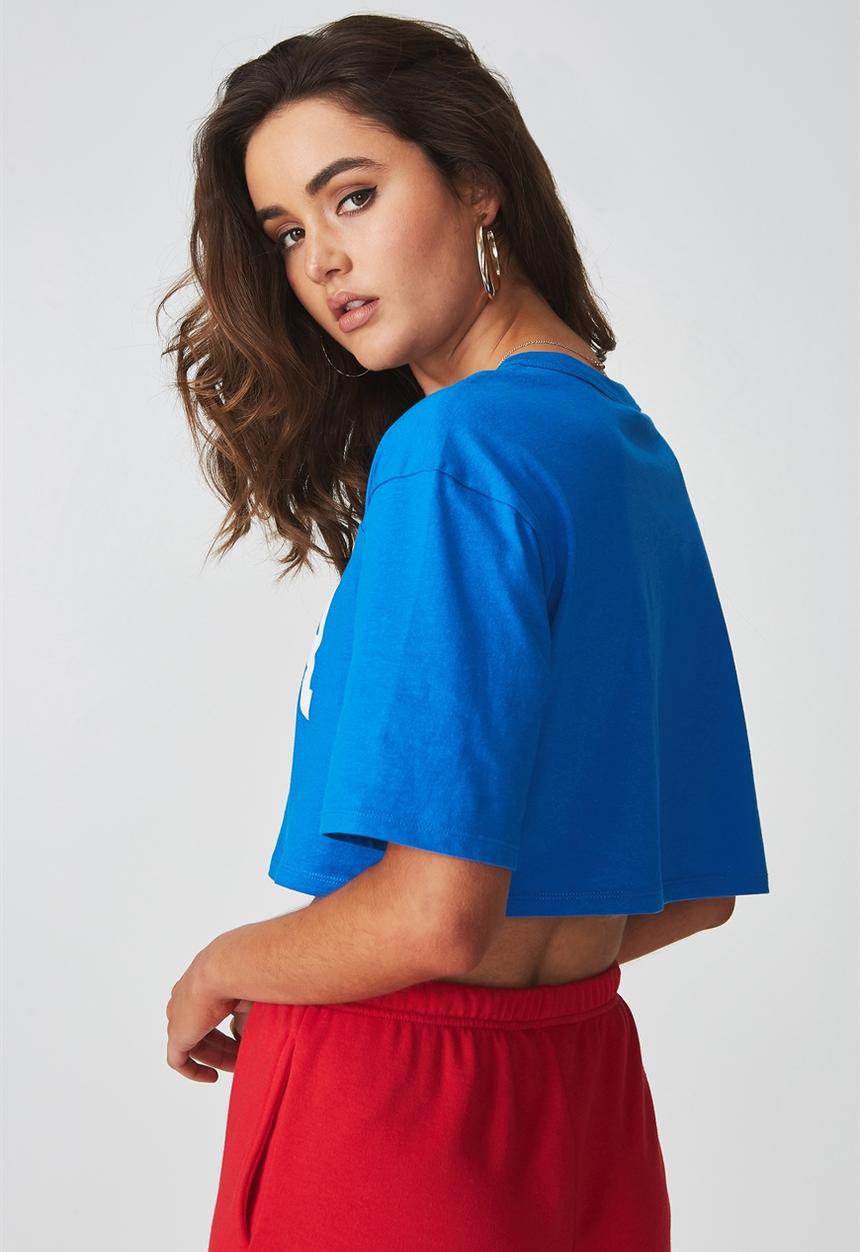 Supré  - V neck boxy crop - blue