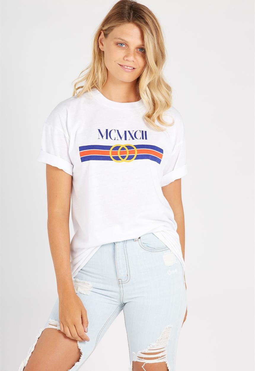 Supré  - Printed loose tee  - white