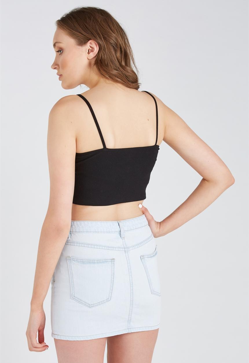Supré  - Paige crop rib cami - black