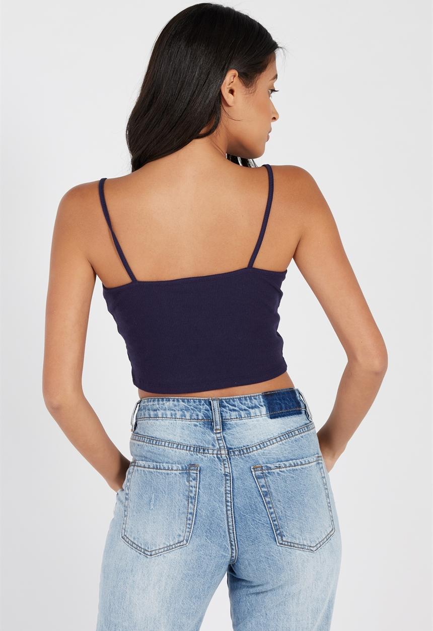 Supré  - Paige crop rib cami - navy