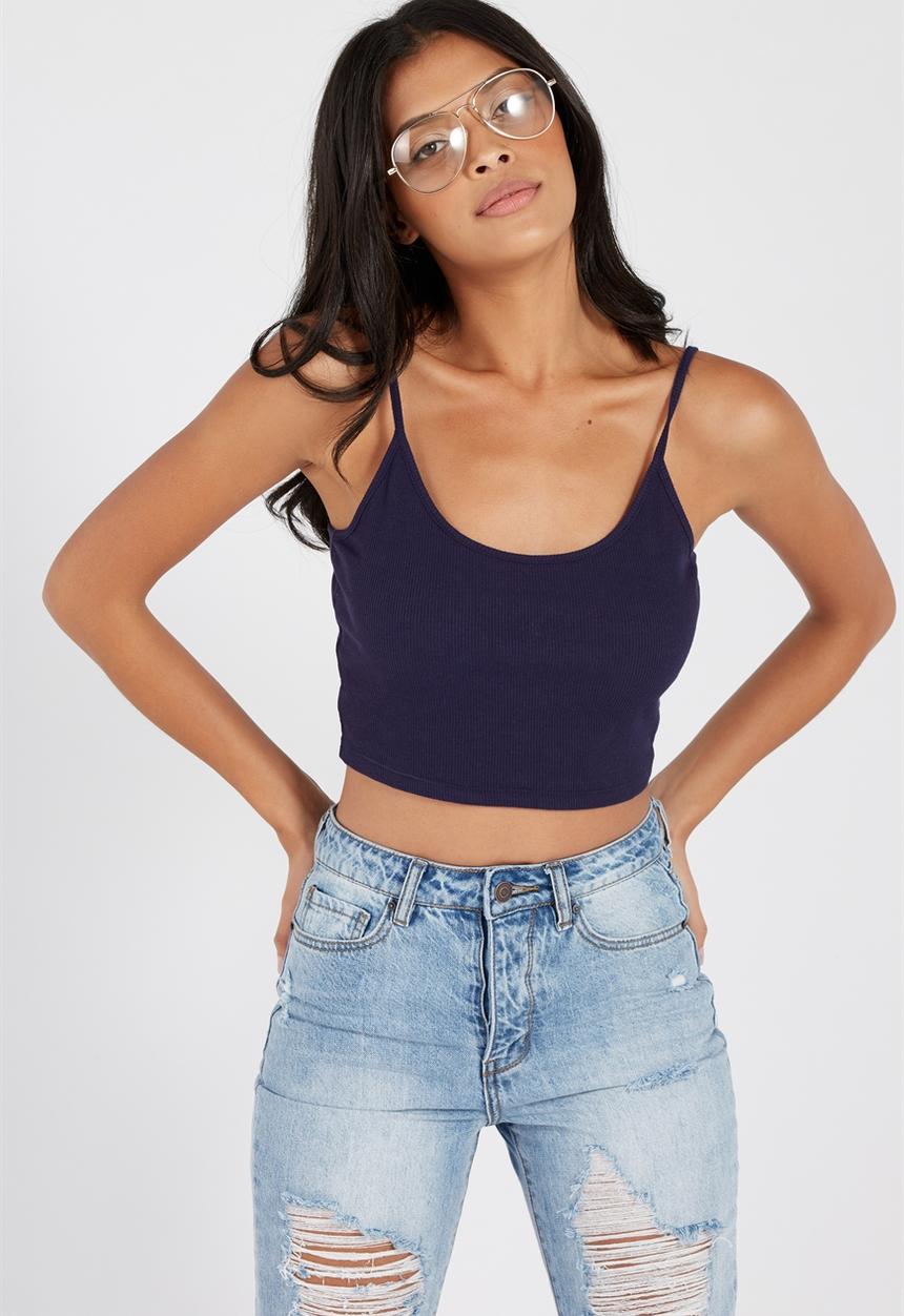 Supré  - Paige crop rib cami - navy