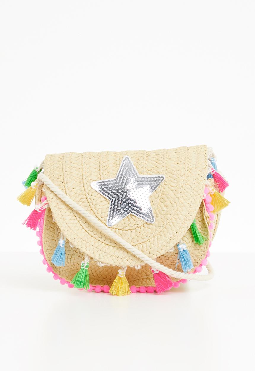 Superbalist - Kids girls star straw sling bag - beige