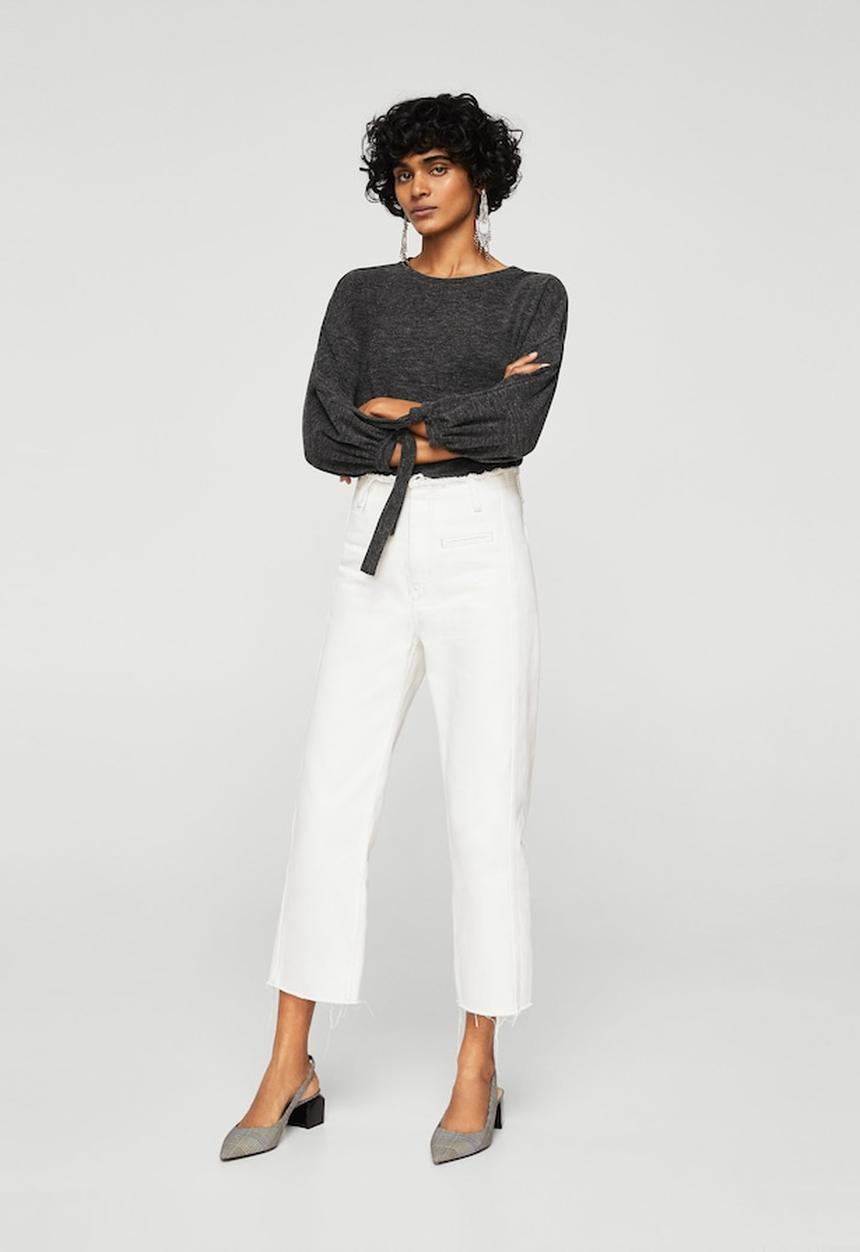 MANGO - Lace-up Top- grey