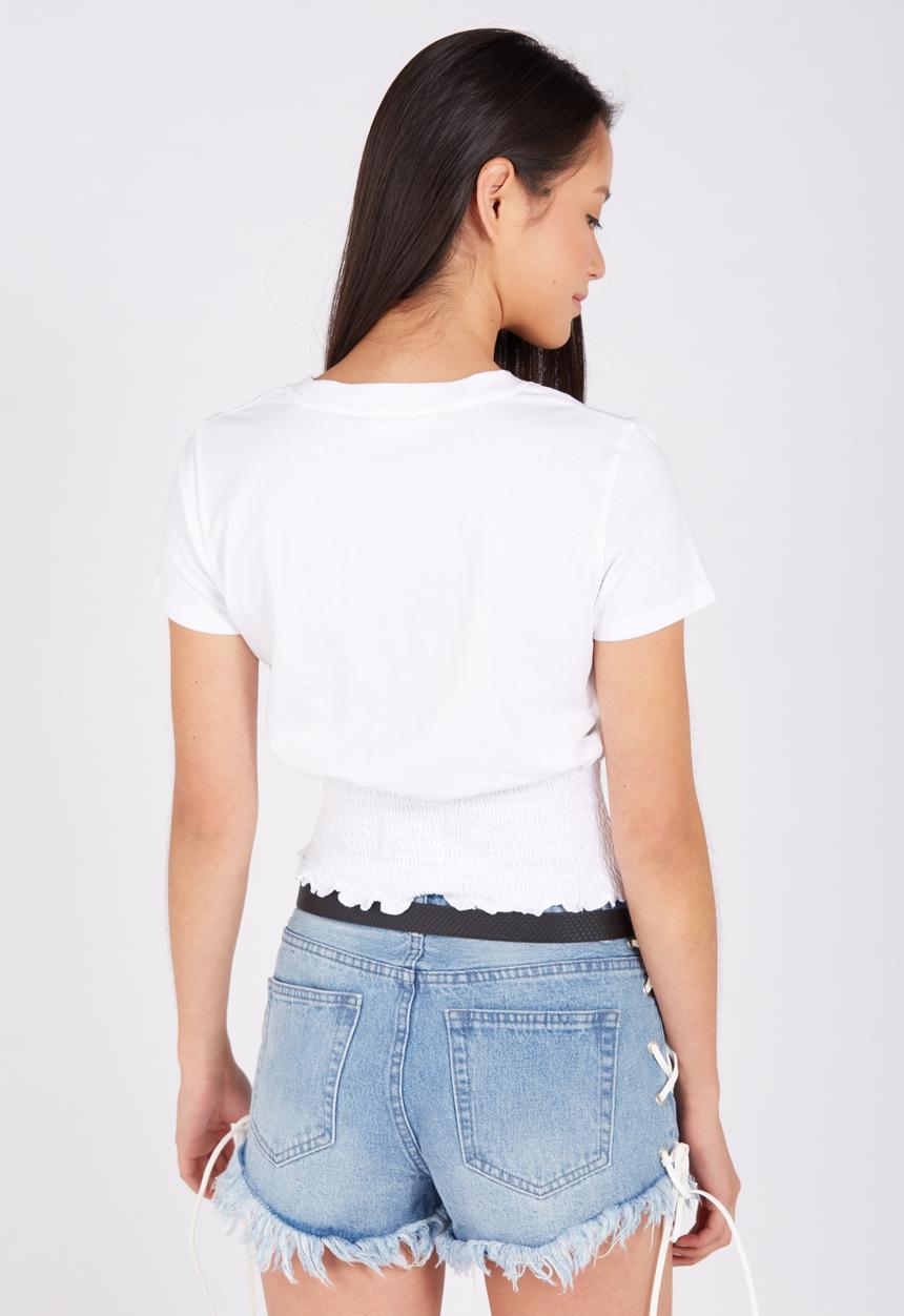 Supré  - Shirred hem tee - white
