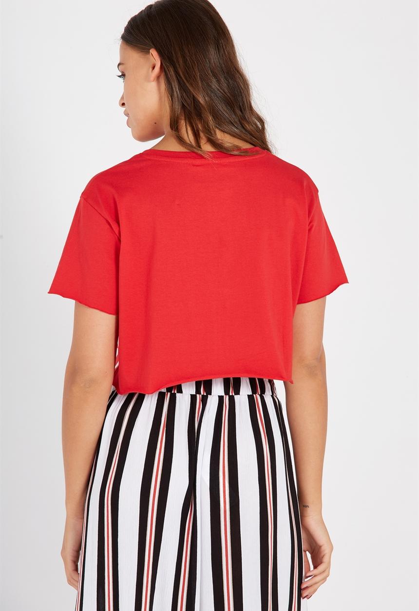 Supré  - Printed super crop tee - red