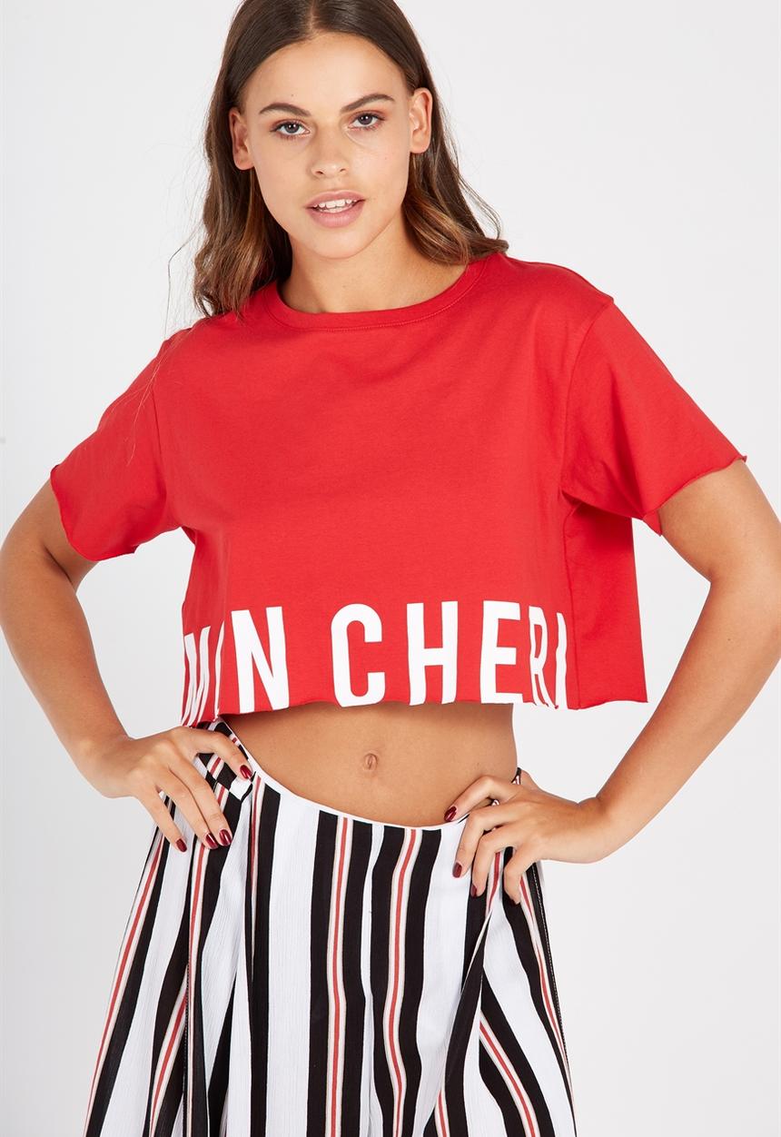 Supré  - Printed super crop tee - red