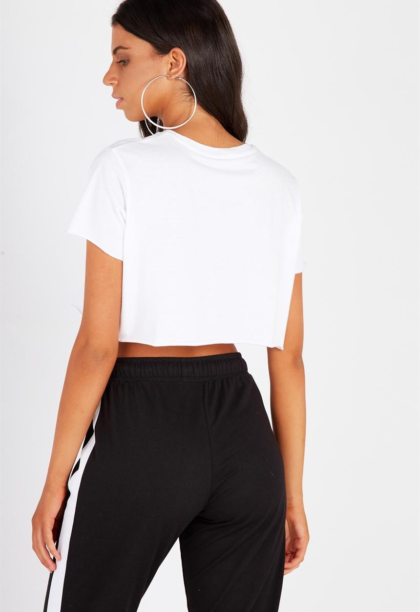 Supré  - Printed super crop tee  - white