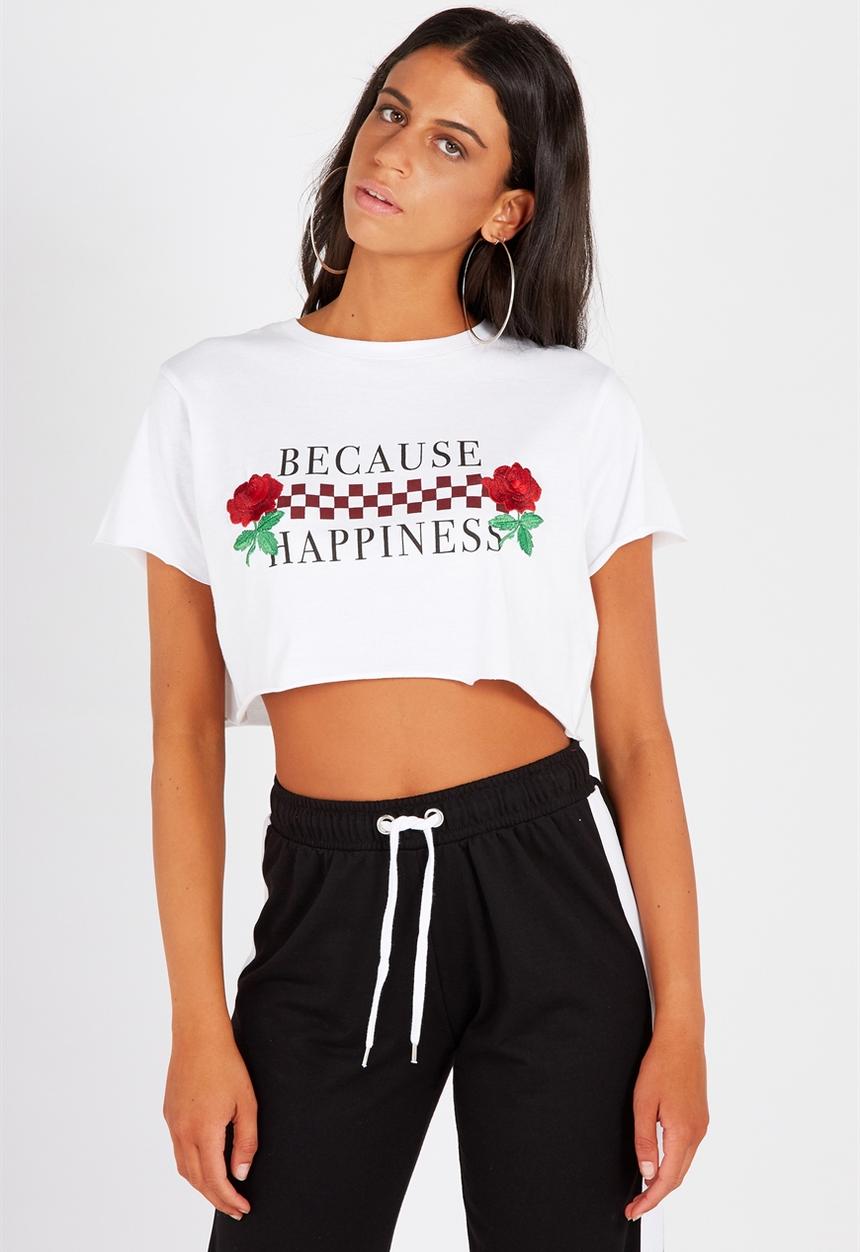 Supré  - Printed super crop tee  - white