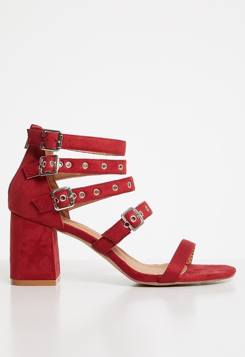 Jada - Buckle detail strappy heels - red