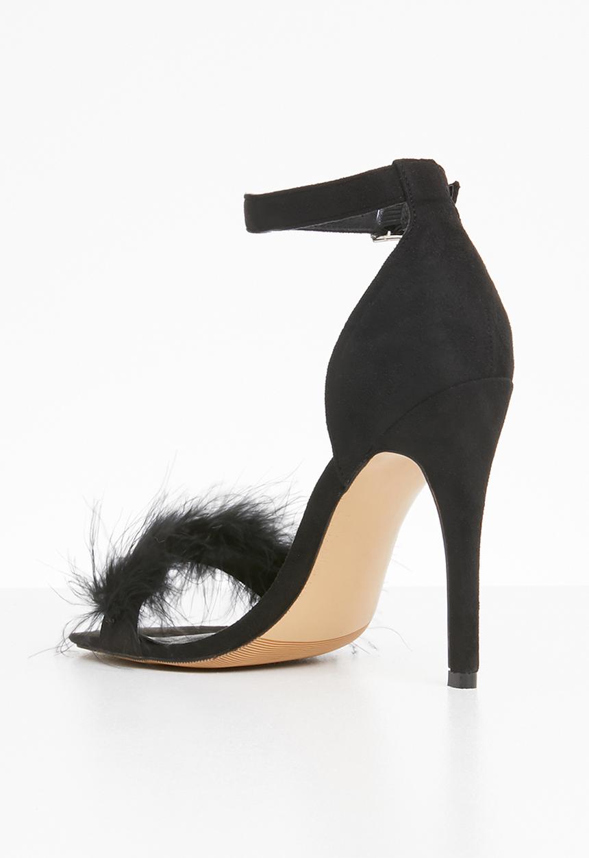 Truffle - Fur strap silettos - black