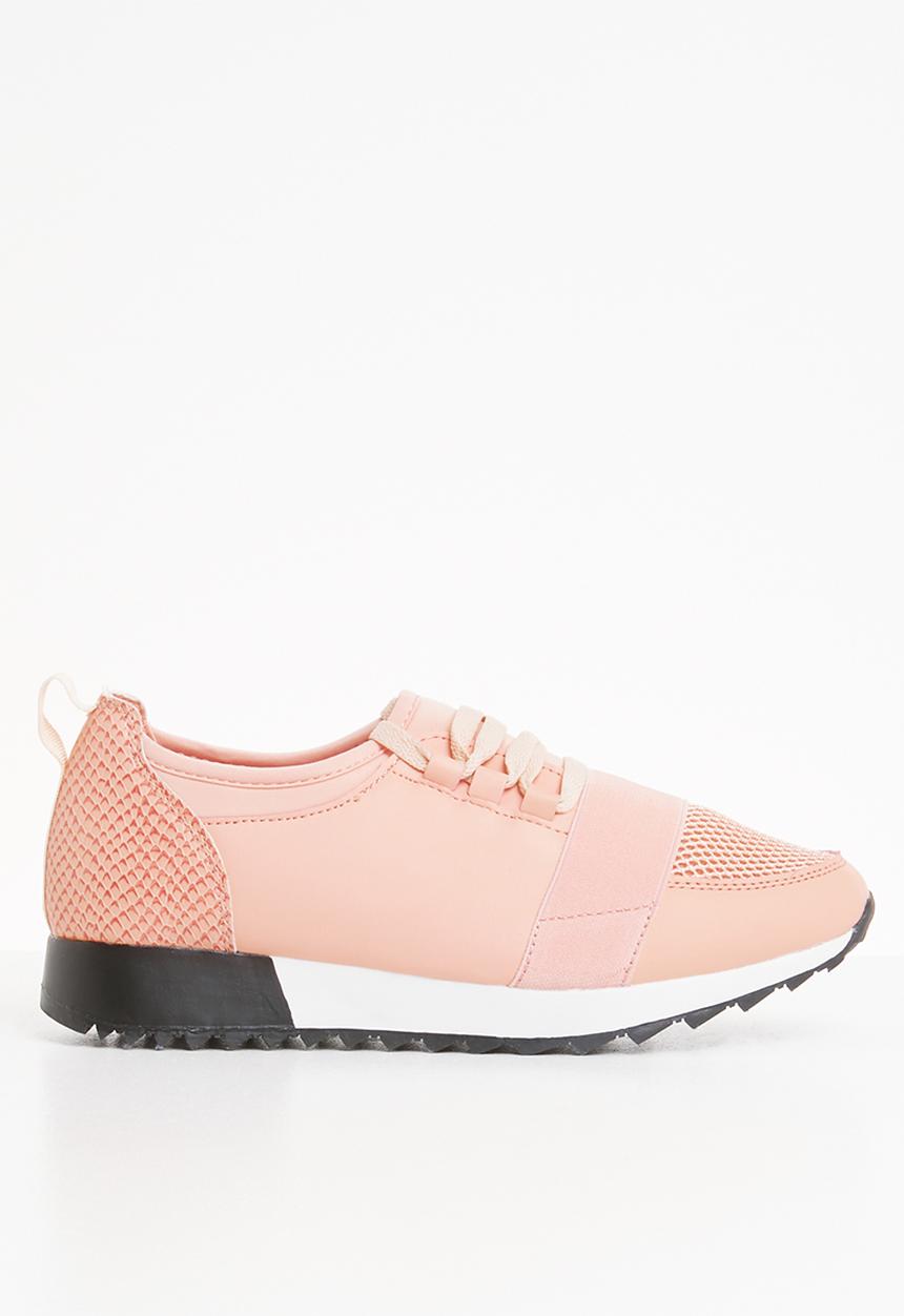 Truffle - Lace mesh lace-up sneakers -pink