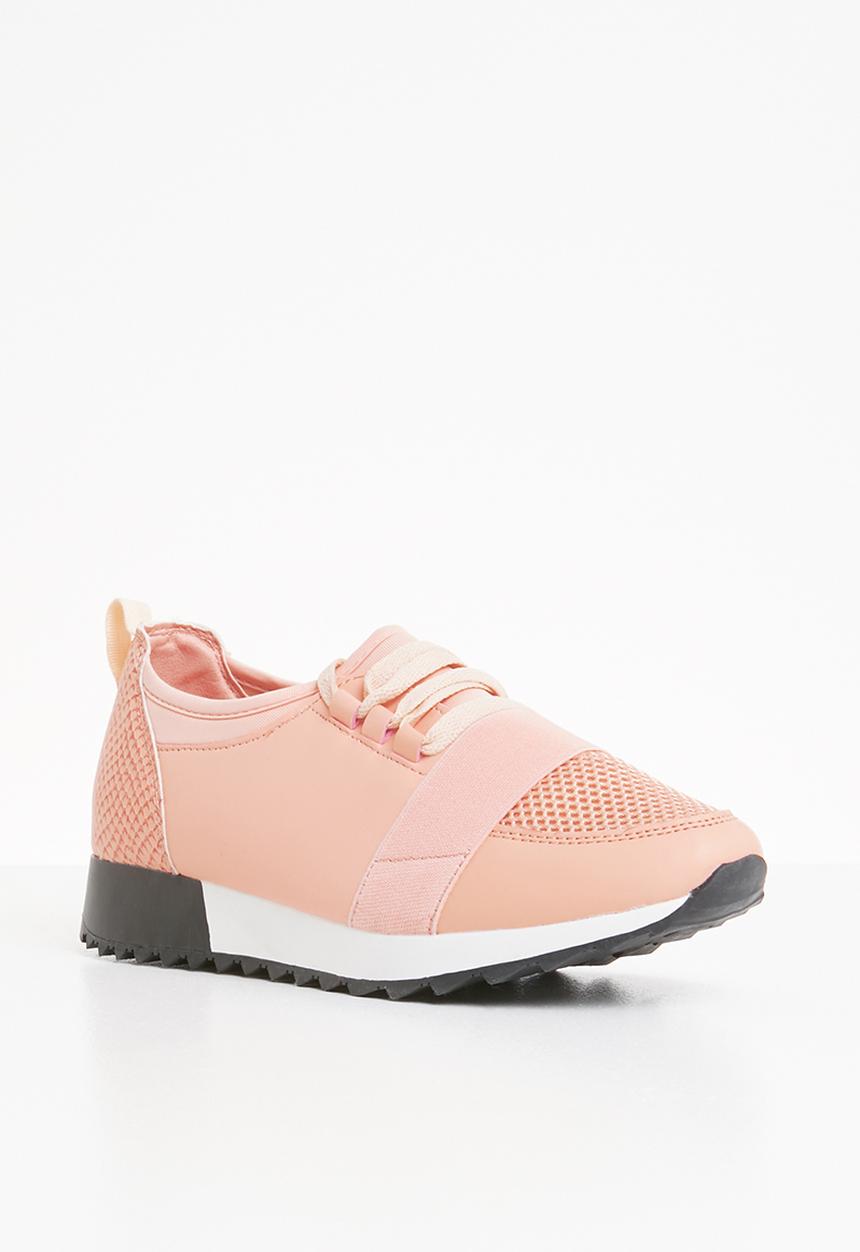 Truffle - Lace mesh lace-up sneakers -pink