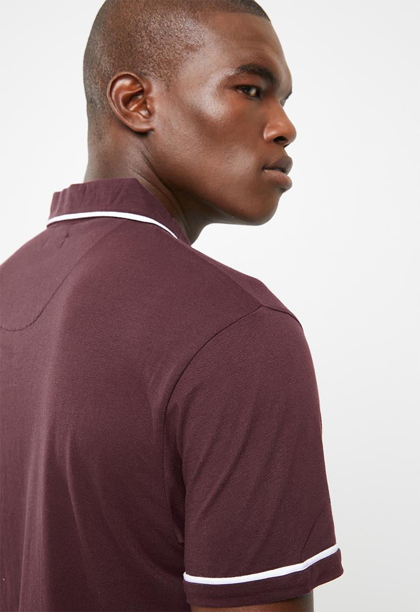 STYLE REPUBLIC - Block pique golfer - maroon