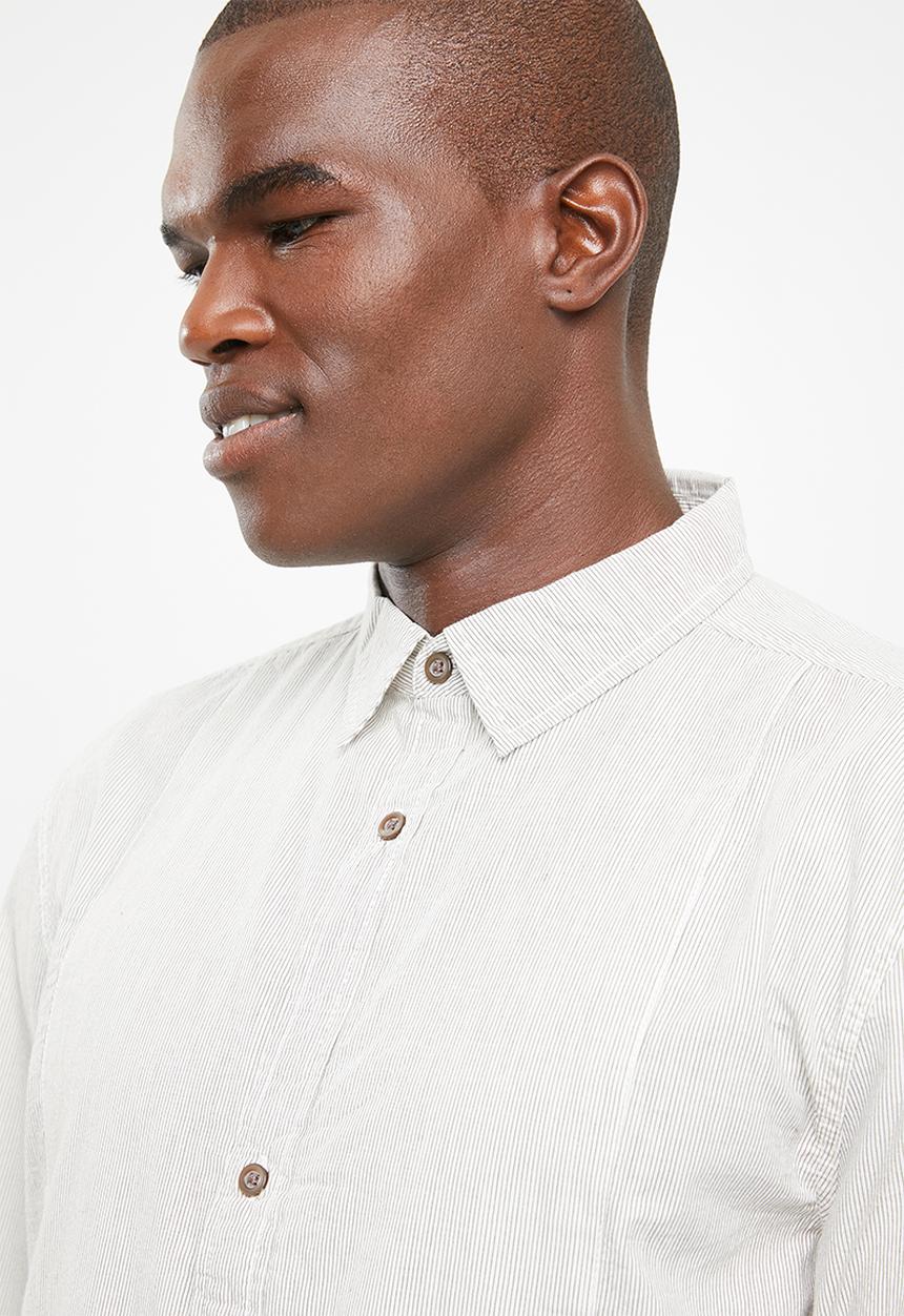 STYLE REPUBLIC - Bell fine stripe shirt - beige & taupe