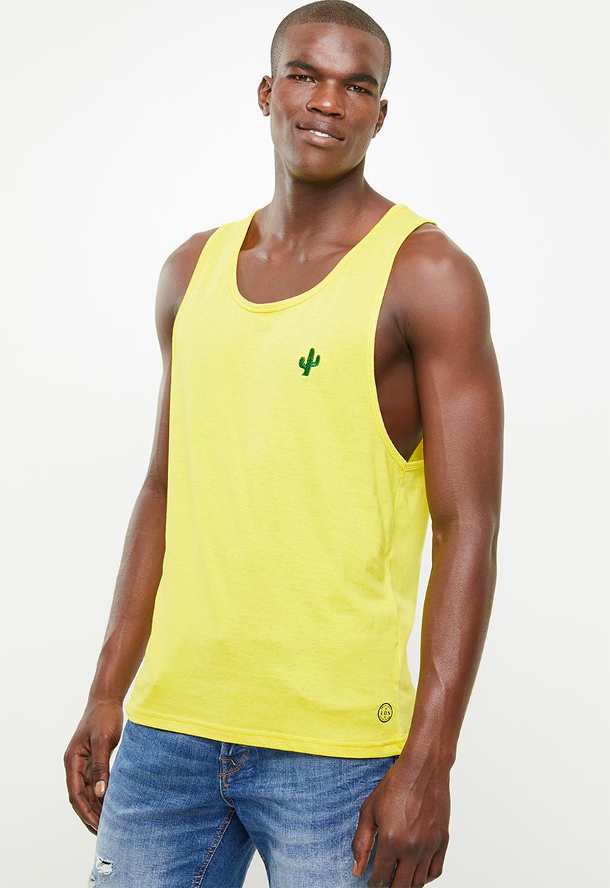 Brave Soul - Cacti scoop neck vest - yellow