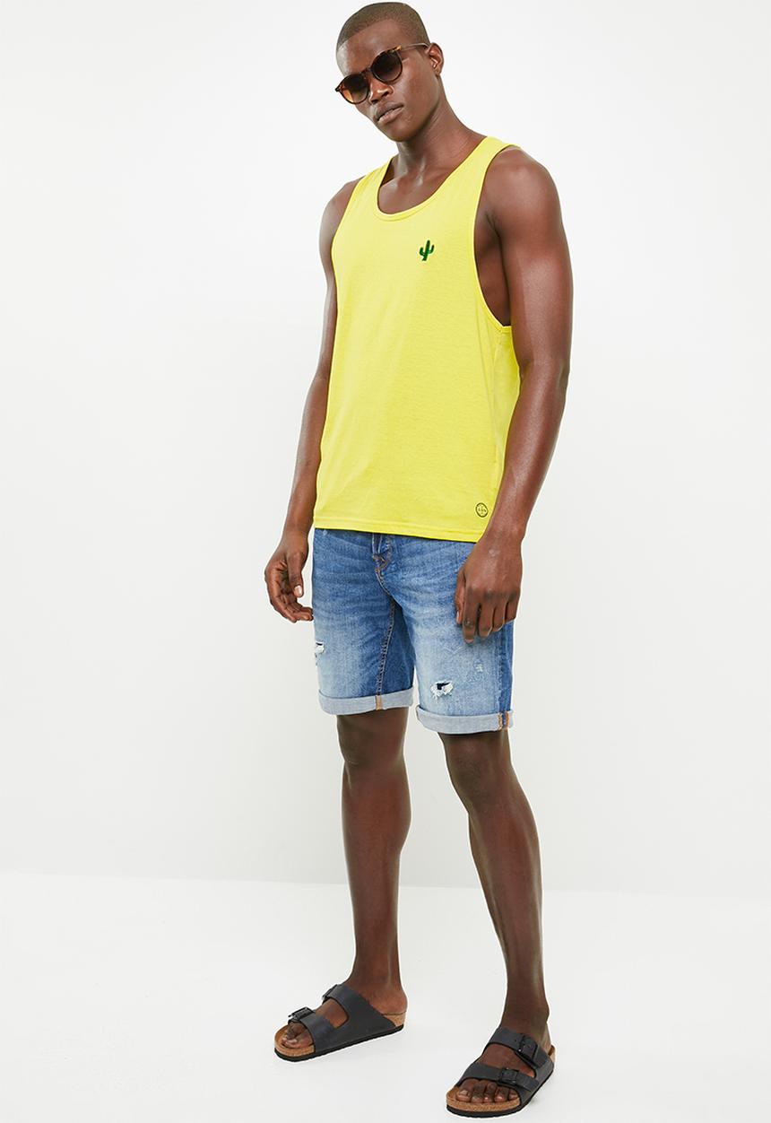 Brave Soul - Cacti scoop neck vest - yellow