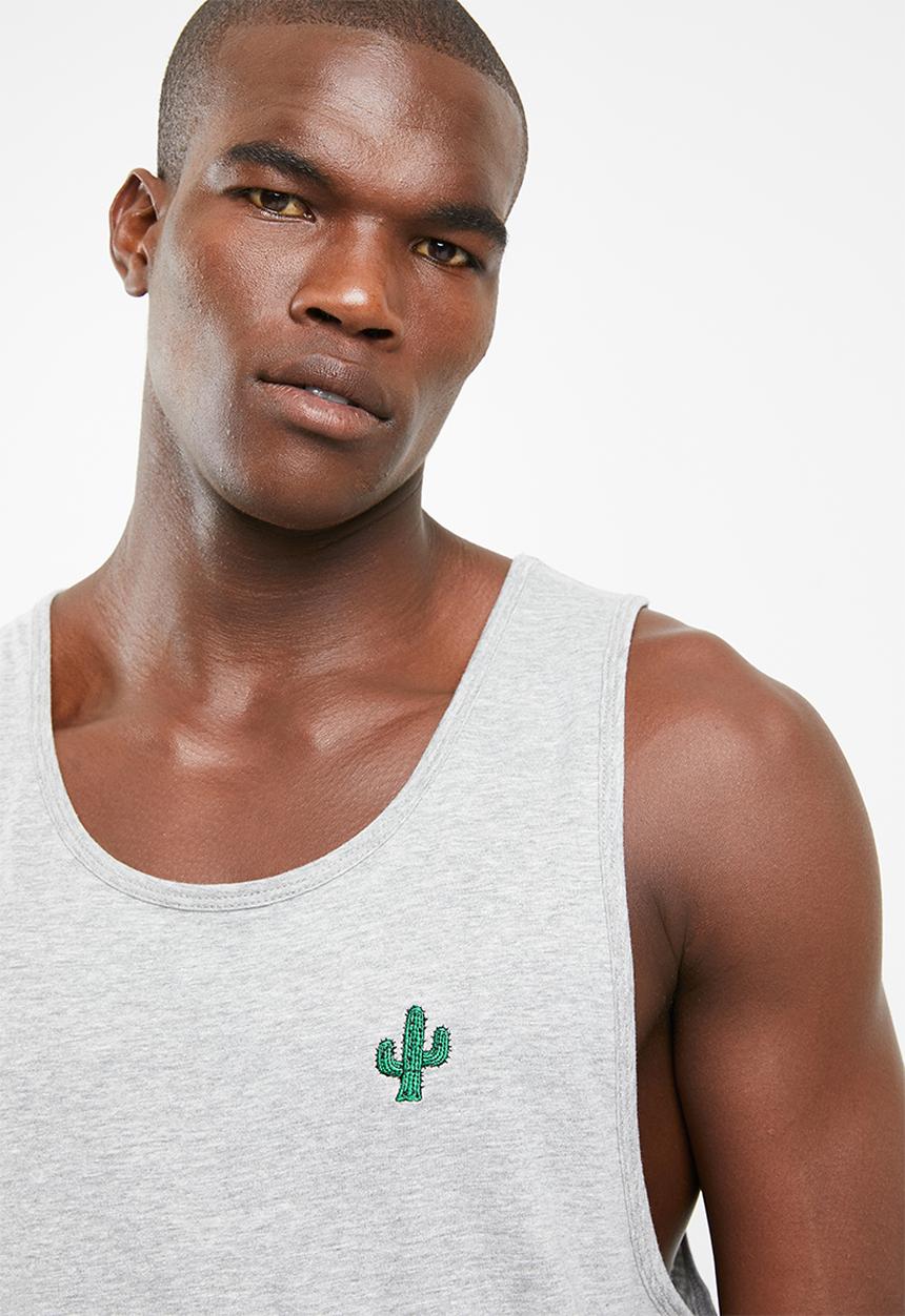 Brave Soul - Cacti scoop neck vest - grey