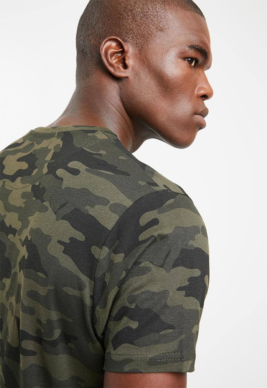 Brave Soul - Capital short sleeve tee - khaki green & red