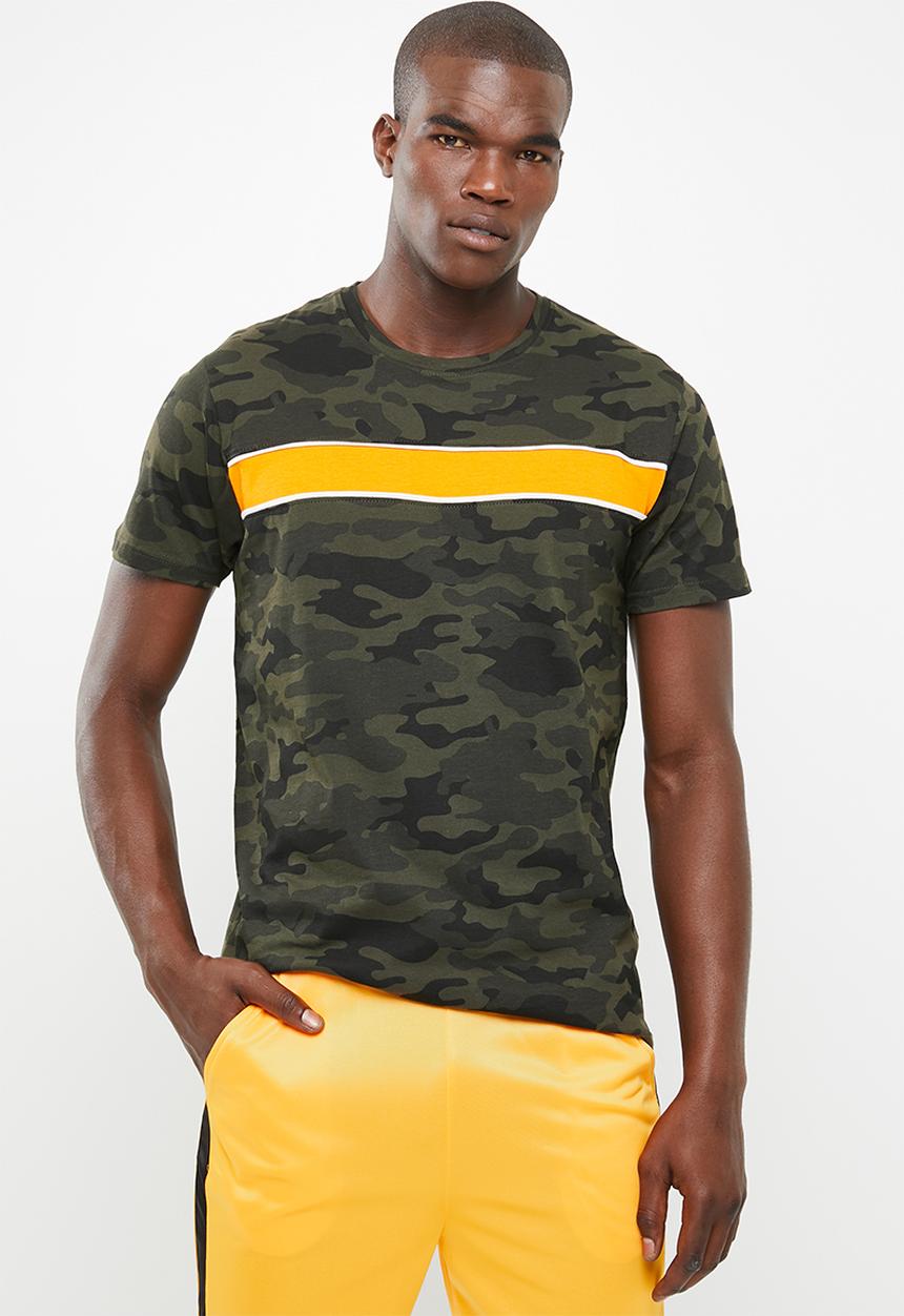 Brave Soul - Capital short sleeve tee - khaki green & orange