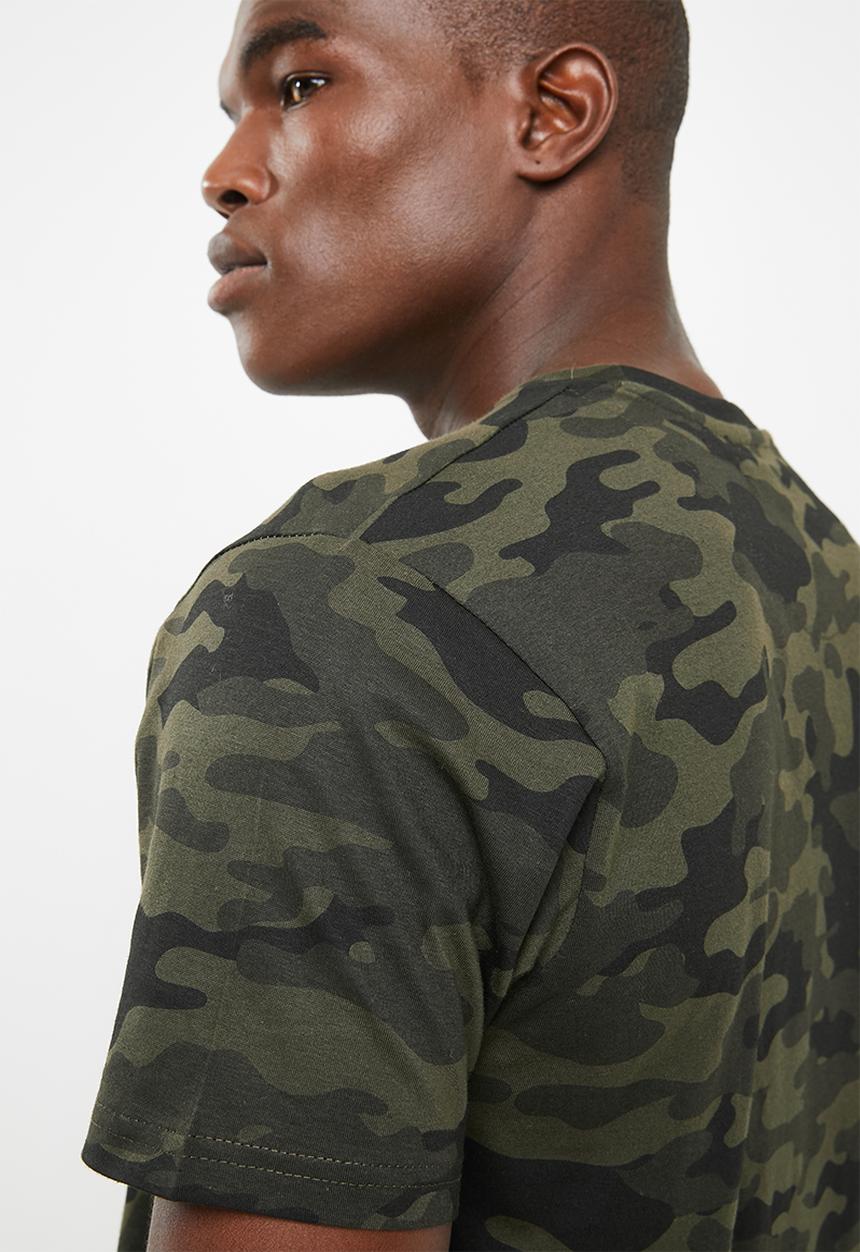 Brave Soul - Capital short sleeve tee - khaki green & orange