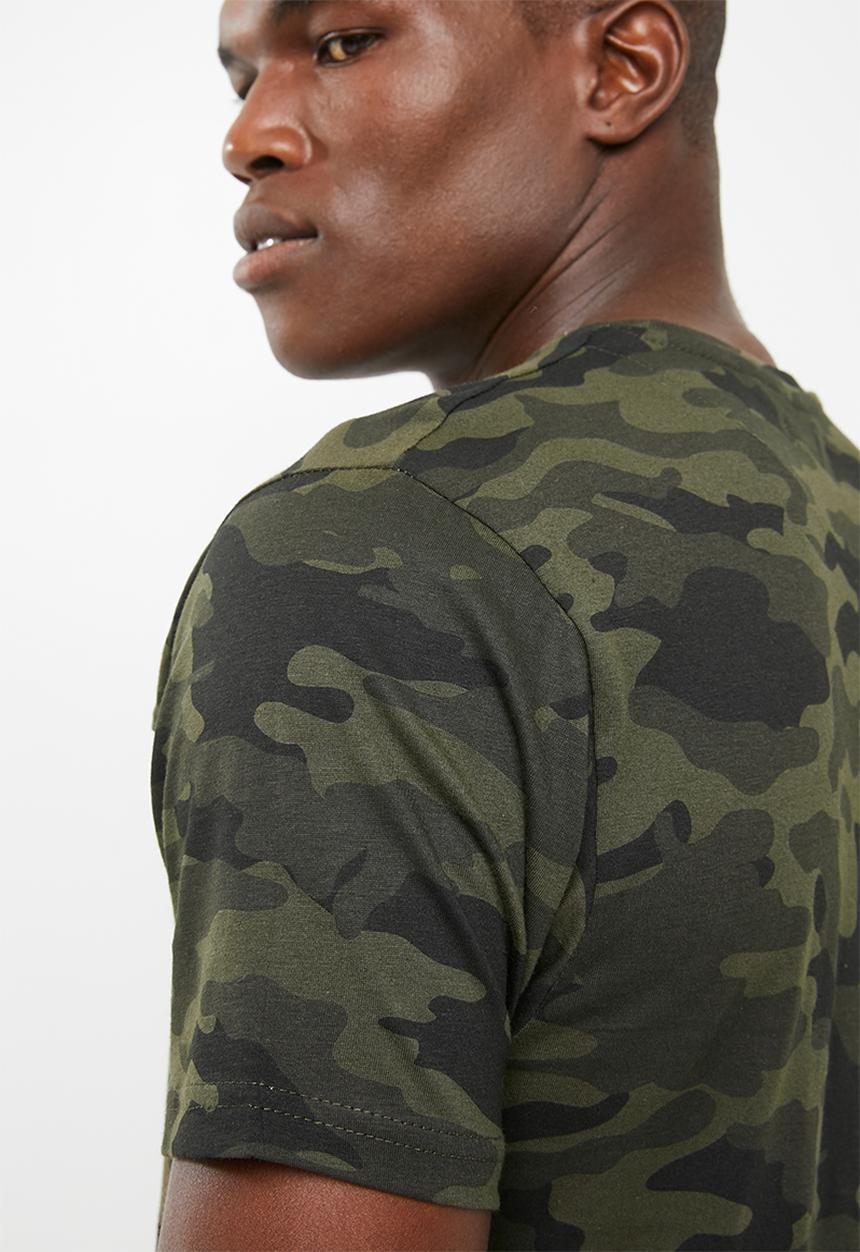 Brave Soul - Capital short sleeve tee - khaki green & yellow