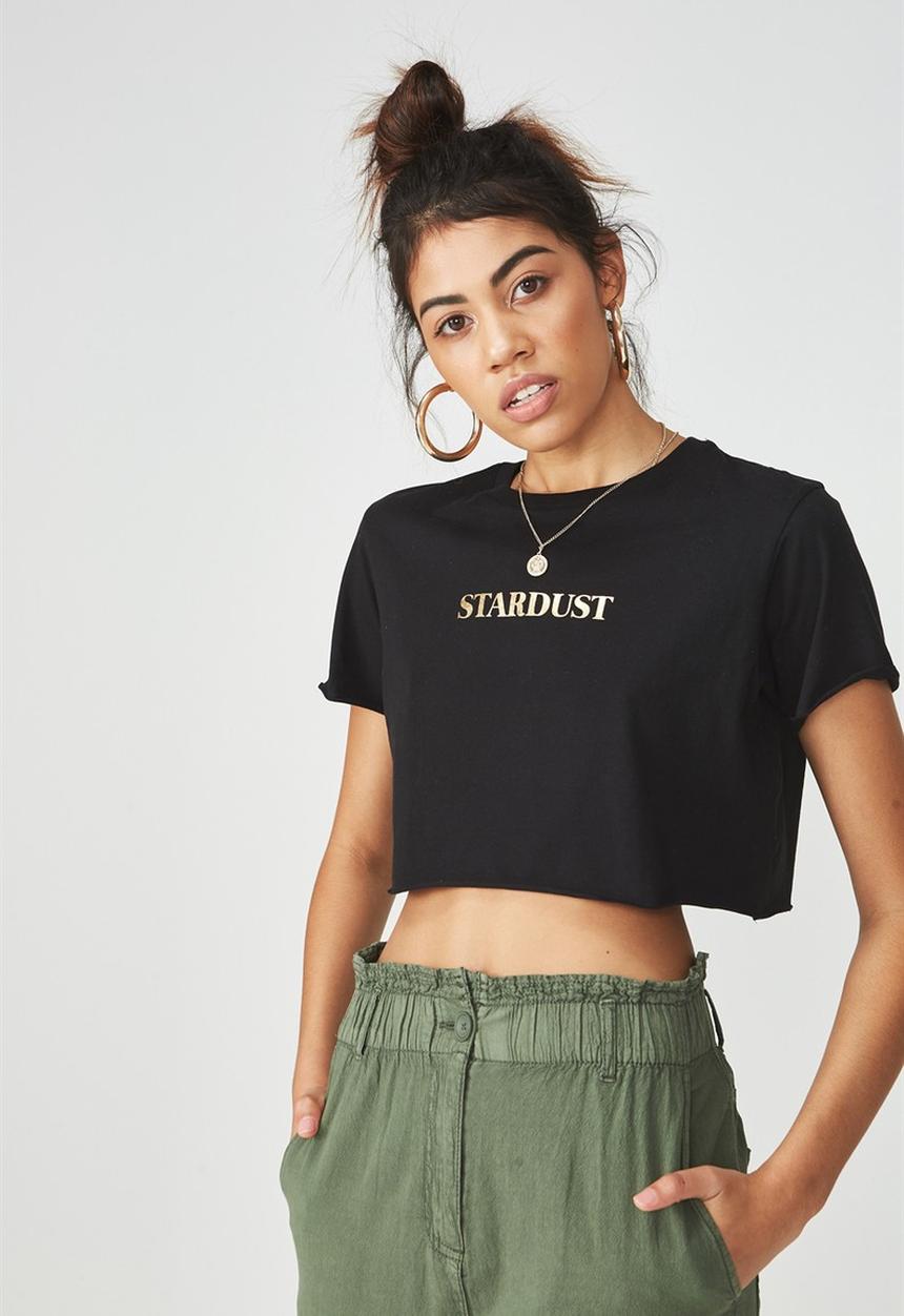 Supré  - Printed super crop tee - black
