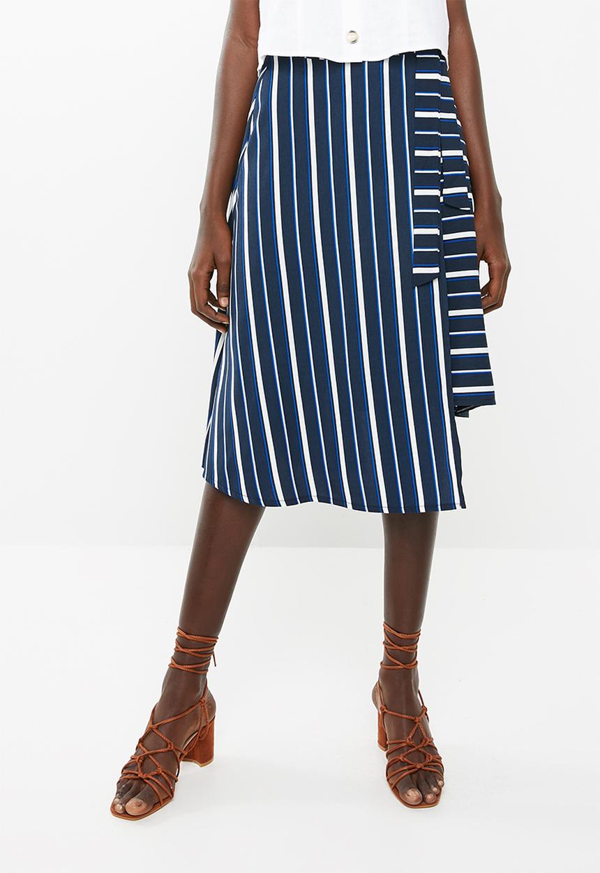 Superbalist - Cut up hem midi skirt - - blue stripe