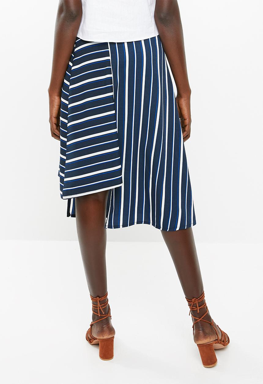 Superbalist - Cut up hem midi skirt - - blue stripe