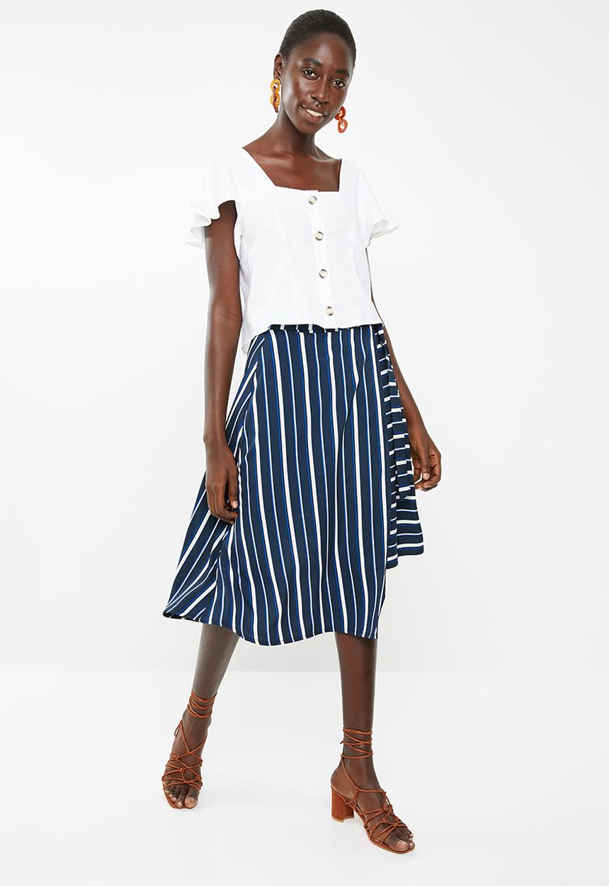 Superbalist - Cut up hem midi skirt - - blue stripe