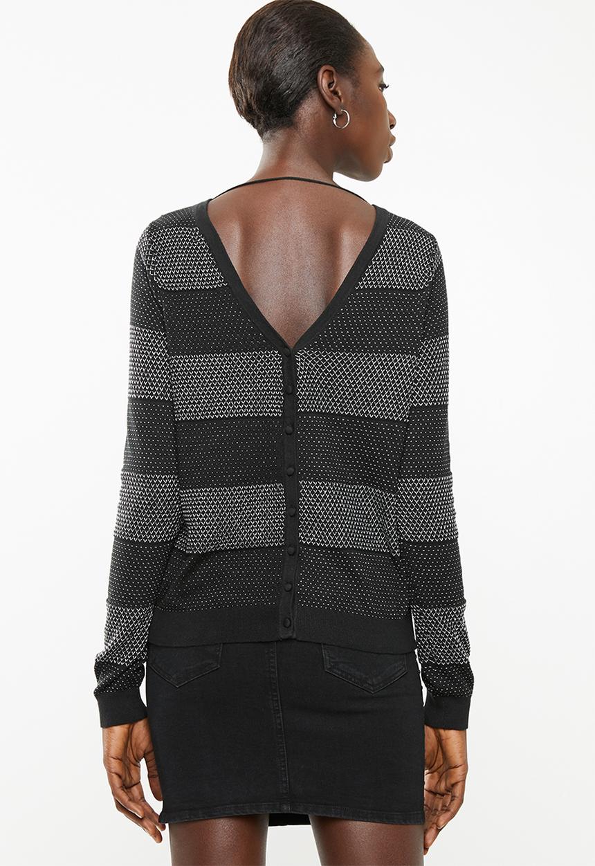 Vero Moda - Francine long sleeve button back cardi - black