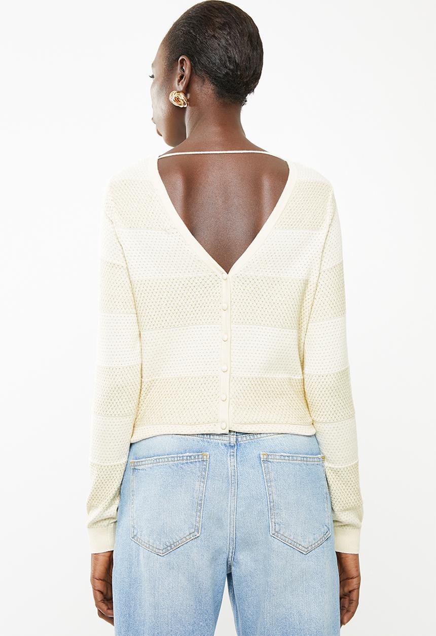 Vero Moda - Francine long sleeve button back cardi - cream 