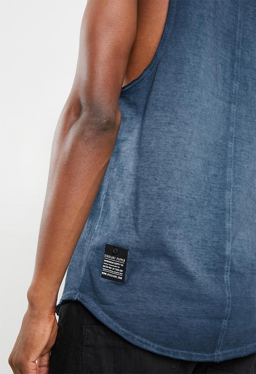 S.P.C.C - Curved hem vest with front print - blue