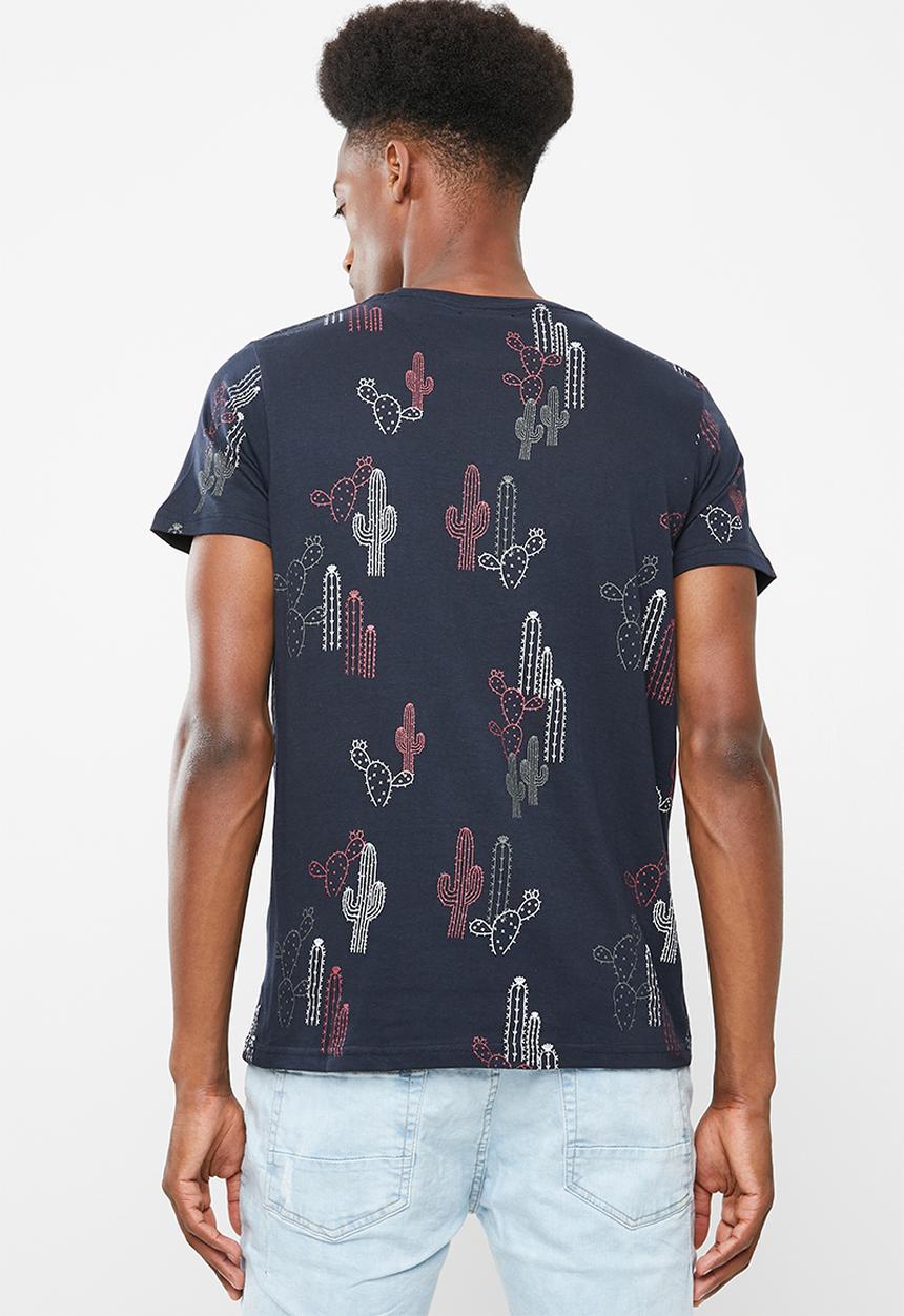 Brave Soul - Cactus short sleeve tee - navy