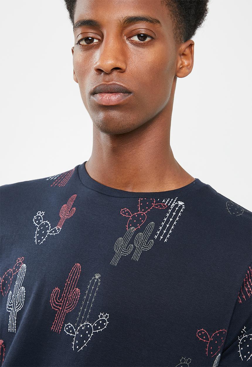 Brave Soul - Cactus short sleeve tee - navy